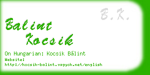 balint kocsik business card